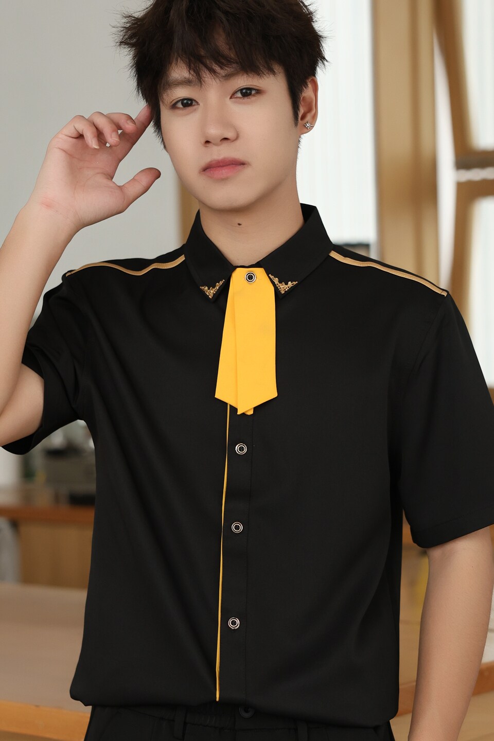 LT136*夜店酒吧KTV男短袖衬衫学生班服活动团体队服P40,男装衬衫,星座717A
