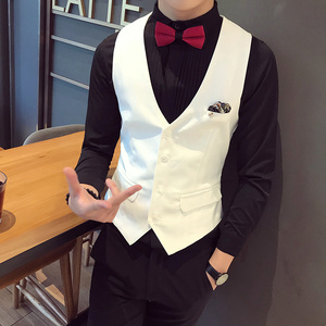 S8731-V春季男韩版修身口袋布装饰休闲马甲外套大码伴郎马甲P50图片