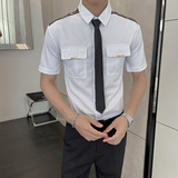 LT031*肩章装饰大口袋空少短袖衬衫酒店餐厅酒吧工作服P40，男装衬衫，星座717A