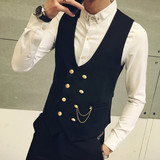 Y8734-VQ韩版双排扣马甲马褂大褂咖啡厅KT马甲工作服大码潮P50，男装背心/马甲，星座717A
