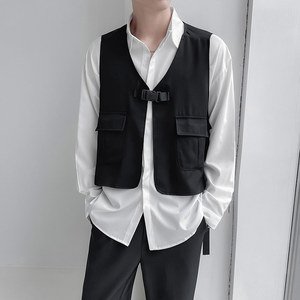 QS901*2024新款中性男宽松潮马甲外套披肩小马褂P45图片