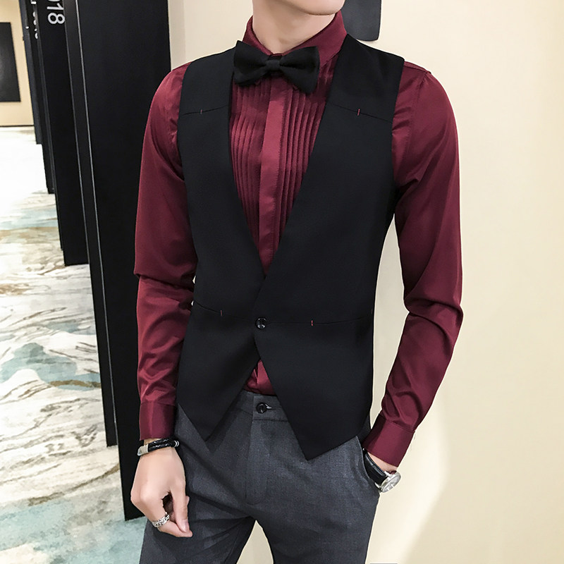 LP794*2023男单排扣短款马甲夜店酒吧KTV马甲工作服可定制LOGOP50图片