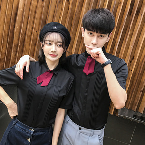 QC119*领结装饰男潮短袖衬衫男女服务员餐厅服务员工作服P40图片 QC119*领结装饰男潮短袖衬衫男女服务员餐厅服务员工作服P40图片