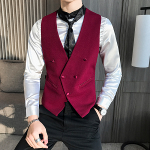 LP706-V双排扣领男士马甲夜店酒吧KT休闲马甲工作服P50图片