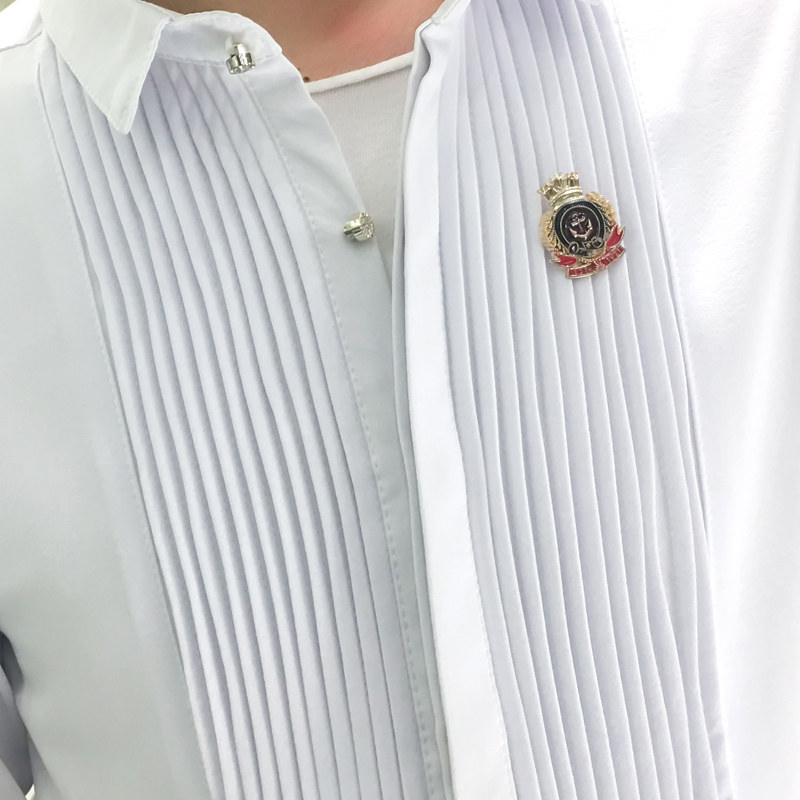 QC026-情侣纯色拉皱七分袖中袖衬衫男酒吧夜店工作服大码纯色P40,男装衬衫,星座717A