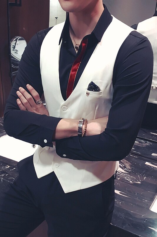Y8731-单排扣男韩版休闲马甲外套理发师夜店服务员工作服P48,男装背心/马甲,星座717A
