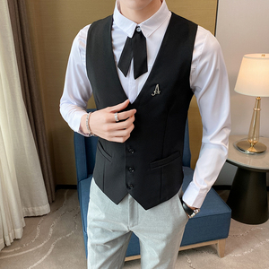 8751*马甲男潮收腰夜店酒吧ktv工作服休闲背心P50图片