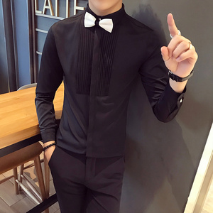 SC036-英伦风男礼服长袖衬衫新郎伴郎衬衣大码酒吧理发师衬衣P50图片