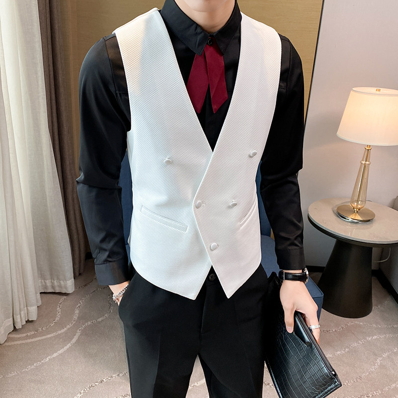 8706*2023青年商务休闲马甲KTV餐厅营业员服务员马甲工作服P50,男装背心/马甲,星座717A