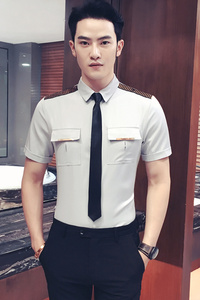 YC031-型男空少服短袖衬衫夜店KTV理发师可定制LOGO衬衣工作服P45图片