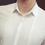 YC036-2023纯色潮男法式宫廷风婚礼伴郎衬衫理发店衬衣工作服P50，男装衬衫，星座717A