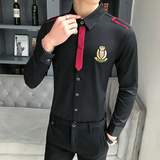 LT104-新款男发型师学生长袖衬衫班服酒吧工作服P50，男装衬衫，星座717A