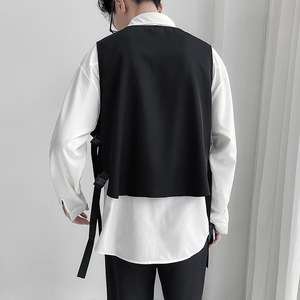 QS901*2024新款中性男宽松潮马甲外套披肩小马褂P45图片