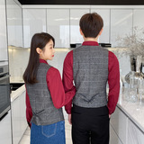 Q8754*大格子单排扣织带装饰男女款马甲工作服酒吧KTV马甲工装P50，男装背心/马甲，星座717A