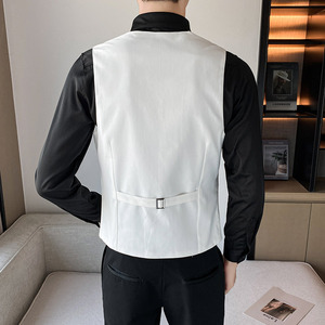 LT804*领青年白色马甲外套男女款工作服纯色休闲KTV工装P50图片