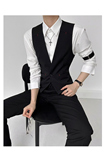QS794*男黑色经典一粒扣V领短款马甲酒吧马甲服务员马甲P50，男装背心/马甲，星座717A