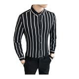 LT005-新款经典条纹男条纹衬衫衬衣型男社会小伙衬衣大码P45，男装衬衫，星座717A