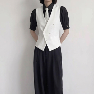 QS706*双排扣男女中性纯色短马甲，休闲马甲P50图片