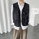 QS023*男潮大口袋工装马甲外套男休闲轻奢小马褂P40，男装背心/马甲，星座717A