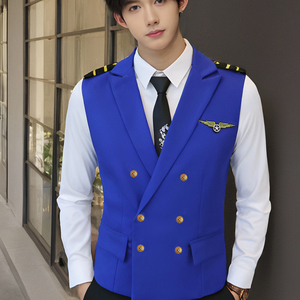 QS758*男双排扣台球马甲服务生马甲KTV夜店马甲P50