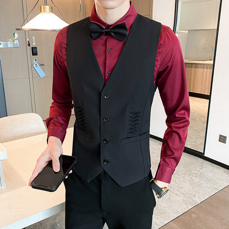 LT804*男商务褶皱短款V领马甲夜店酒吧餐厅KTV潮工作服P50,男装背心/马甲,星座717A