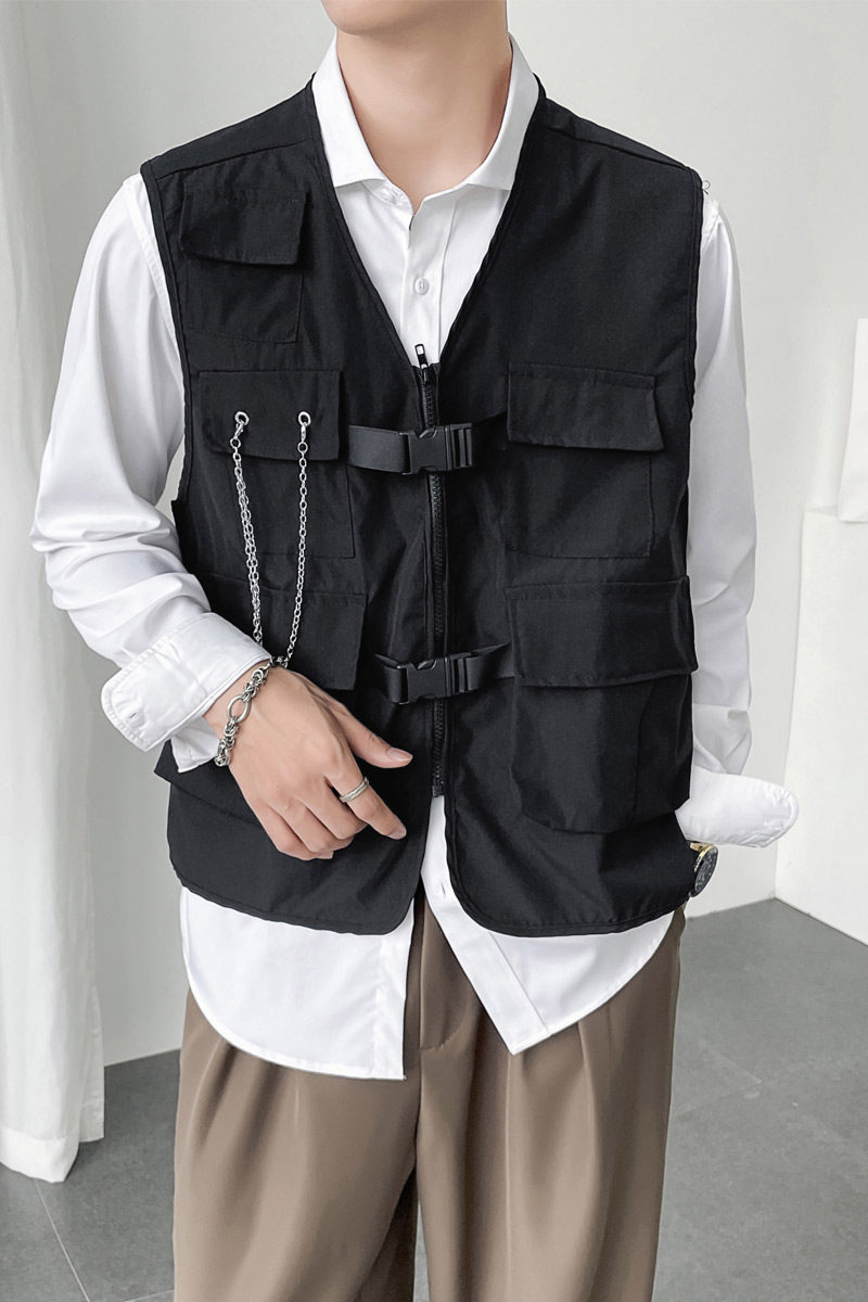QS023*男潮大口袋工装马甲外套男休闲轻奢小马褂P40,男装背心/马甲,星座717A