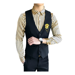 LP744-精致学院风短款男马甲外套夜店休闲服务生马甲P50图片