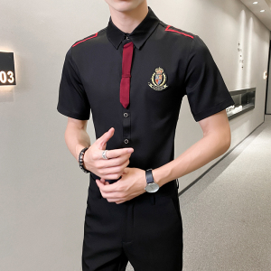 LT137*2023学院风DK制服JK短袖衬衫领带男短袖衬衣休闲衬衫P45图片