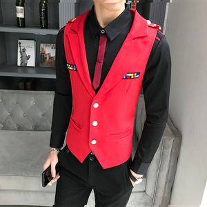 LP776-英伦肩章男短西装领马甲工作服夜店酒吧KTV空少马甲P45图片