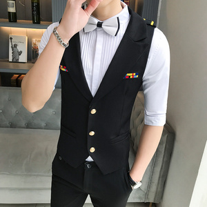 LP776-春季新款男肩章空少马甲KT酒店服务员马甲大码P45图片
