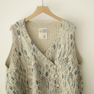 芋泥可可 秋冬日系文艺宽松森系毛线外穿设计感小众棉线马甲毛衣