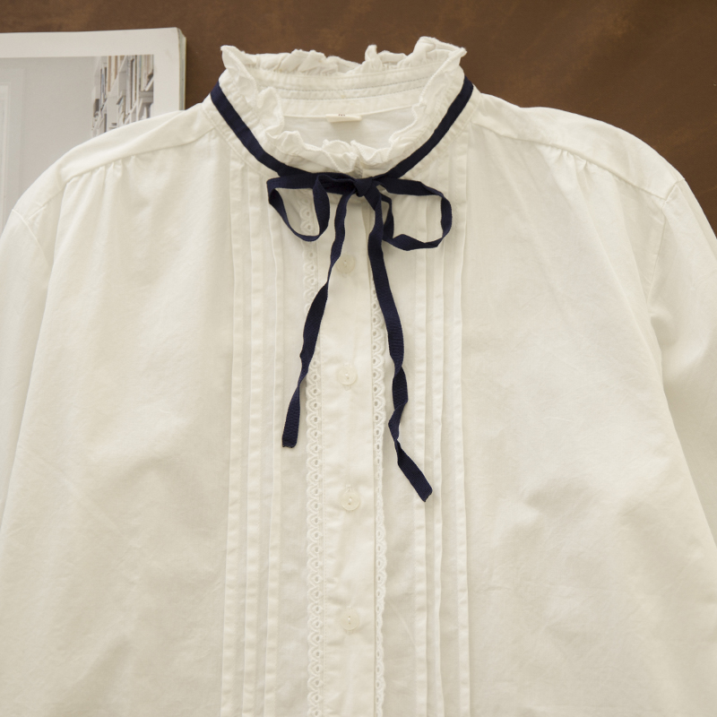 系带飘带纯色衬衫上衣