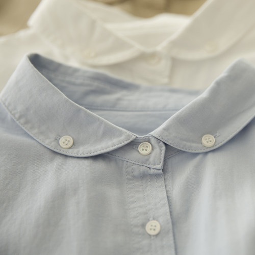 小元宝领纽扣宽松打底衬衫女