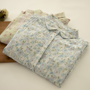 衬衫 棉纱长袖 女碎花文艺娃娃领亲肤纯棉打底衬衣 韩版 月盼星语