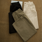 韩版 裤 复古宽松休闲女秋季 松紧高腰显瘦九分直筒工装 新款 热气球