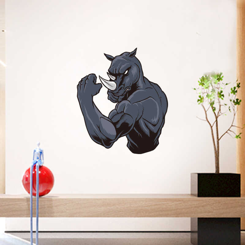 健身房装饰画运动墙贴主题拳击馆创意动物壁画工业风搏击墙面贴画图片