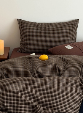 肥子妈2026新款lns博主风全棉纯棉色织水洗棉四件套