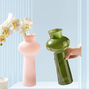 法式浪漫中古高级感水培玻璃花瓶鲜花家居ins小清新摆件细长花瓶
