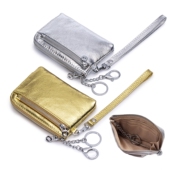 新款 爆裂纹多功能零钱包卡包钥匙包女真皮简约迷你硬币手拿腕小包