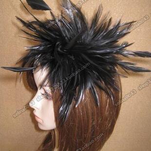 舞台演出晚会黑色羽毛头饰发饰发夹边夹胸针胸花 13色黑白红粉黄