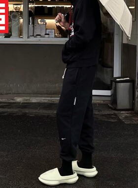 NIKE耐克男款毛巾圈宽松修身百搭运动束脚针织卫裤长裤FZ0225-010