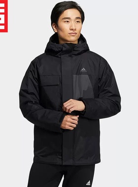 Adidas阿迪达斯男款二合一连帽保暖百搭工装运动休闲羽绒服HN2135