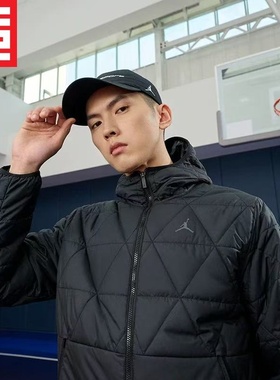 JORDAN男子款AJ休闲百搭防风保暖轻薄运动连帽外套棉服FZ3163-010