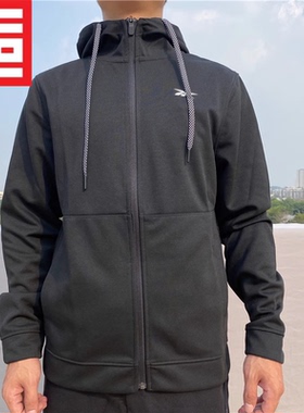 Reebok锐步男子针织棉涤透气舒适经典logo休闲运动连帽外套FK6236