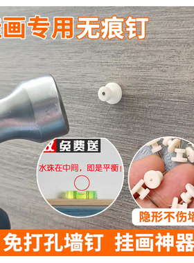 迷你挂钩客厅挂画神器免打孔无痕钉墙钉隐形圆钉相框婚纱照专用钉