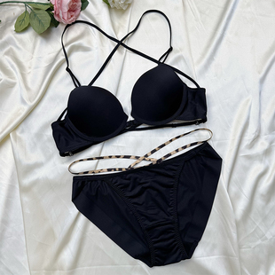 韩国ullala乌拉拉纯欲性感前扣美背软钢圈内衣舒适交叉带光面文胸