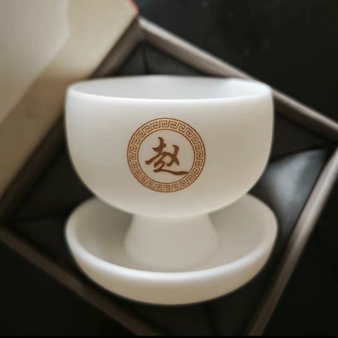 定制礼品羊脂玉铃铛杯主人杯功夫茶具品茗杯不倒杯白瓷茶杯单杯杯