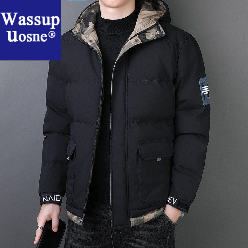 Wassup Uosne棉衣加厚保暖冬季港风大码显瘦男装外套青春流行拉男