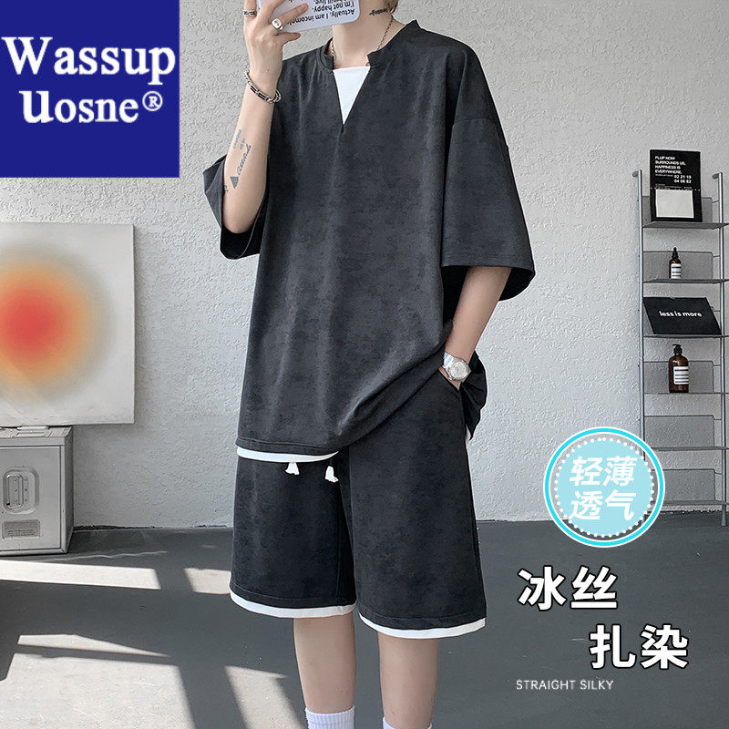 Wassup Uosne领设计感T恤男夏季2026新款短袖韩版潮流宽松休闲半