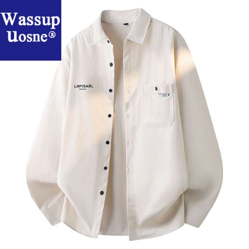 Wassup Uosne衬衫男士长袖休闲宽200300男士长6080岁男盐系男友风